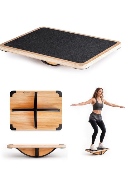 StrongTek Professional Wooden Balance Board, Rocker Board, Wood Standing Desk...