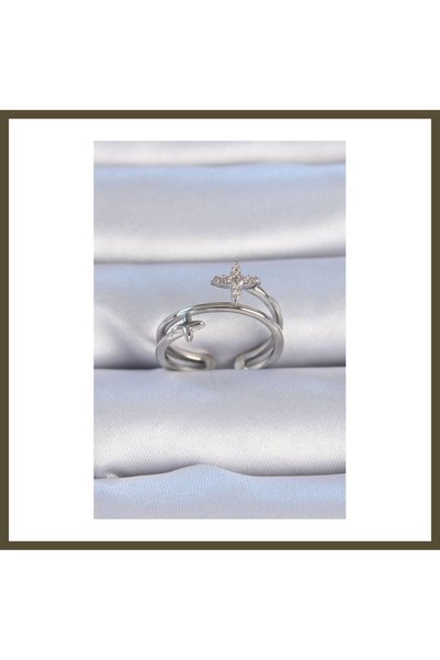 northcity n Silver-Plated Rice-Style Women's Ring with Zircon Stones, Star De...
