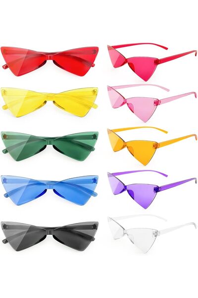 KOWVOWZ 10 Pcs Butterfly Sunglasses for Fashion Party Queen Style,Rimless Hea...