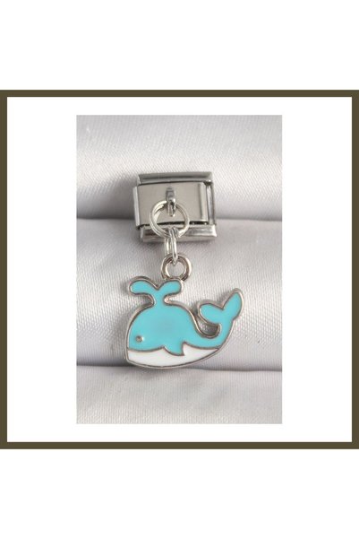 northcity n 316L Stainless Steel, Silver-Colored, Blue Whale-Design Nominatio...