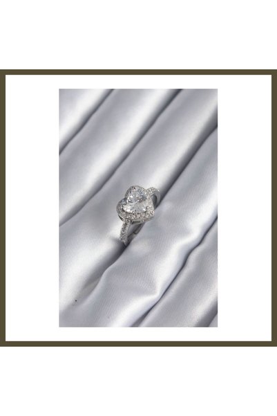northcity n Silver-Toned Rice-Shaped Zircon Stone Charm Women's Ring Model BX