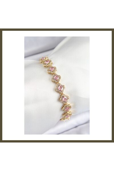 northcity n Pink Clover Baguette-Style Gold-Colored VIP Series Women's Bracel...