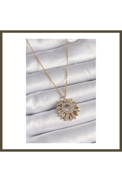 northcity n 316L Steel Gold-Colored Chain with Zircon Stones, Mixed-Color Sun...