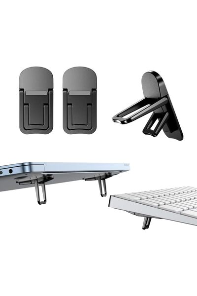 GENERAL 2PCS Zinc Alloy Mini Foldable Laptop Stand, Portable Computer Keyboar...