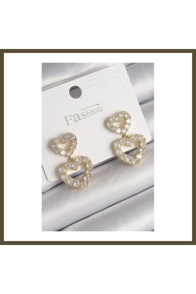 northcity n Gold-Toned Rice-Shaped Dangle Earrings with Zircon Stones for Wom...