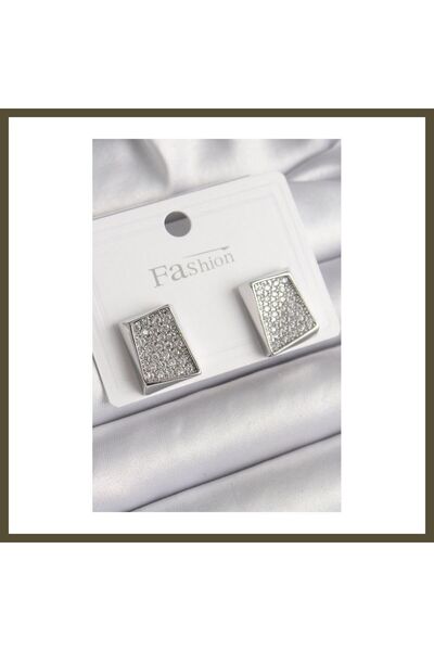 northcity n Silver-Toned Rice-Shaped Earrings with Zircon Stones for Women, B...