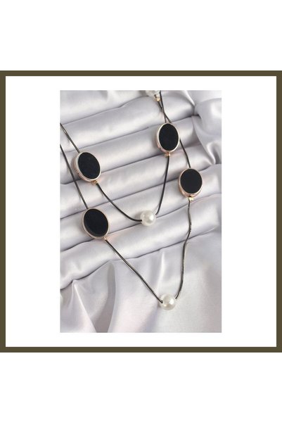 northcity n Black Rice-Chain Necklace with Pearl Accents, Multi-Strand, for W...