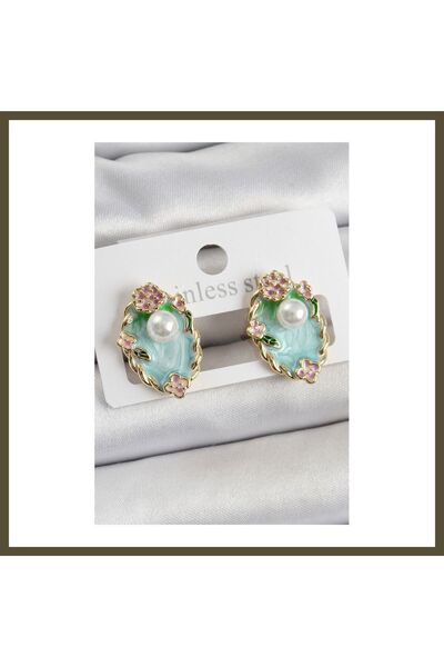 northcity n Artistic Portrait-Style Earrings for Women with Rice-Shaped Green...