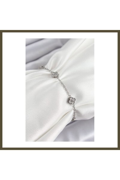 northcity n 316L Stainless Steel Clover-Shaped Silver-Colored Women's Bracele...