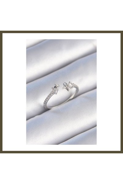 northcity n Silver-Toned Rice-Shaped Zircon Stone Star-Design Women's Ring BX