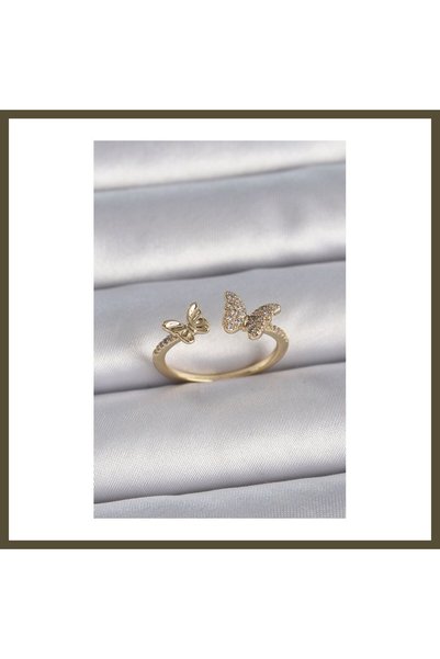 northcity n Gold-Plated Rice-Style Adjustable Butterfly-Design Women's Ring w...