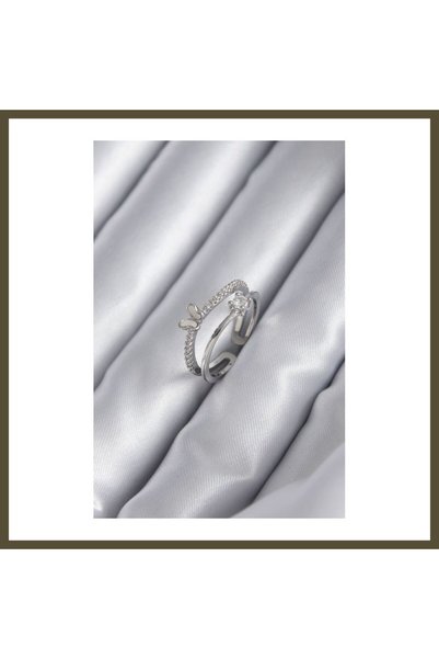 northcity n Silver-Plated Rice-Style Women's Ring with Zircon Stones in a But...