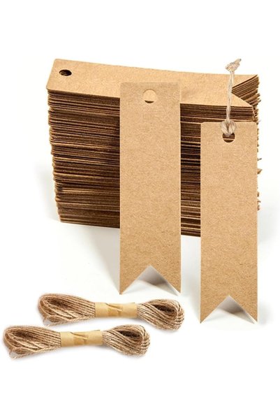 AZONEE Kraft Paper Gift Tags with 20m Natural Jute Twine, 200 Pcs Mini Blank ...