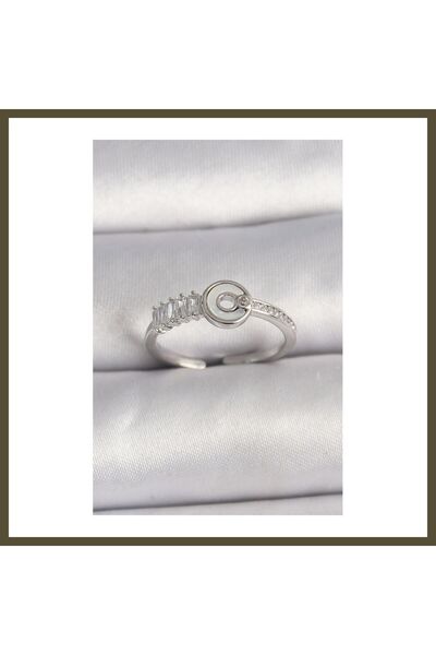northcity n Adjustable Women's Ring with Silver-Colored Zircon Stones, BX