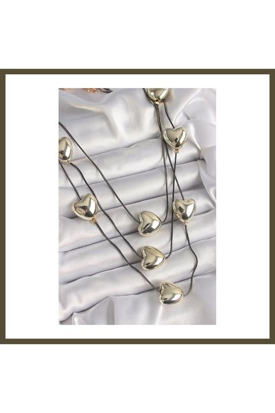northcity n Charcoal Grey Gold-Toned Chain 3D Gold-Toned Women's Necklace BX