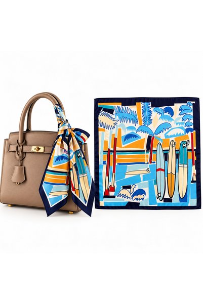 Keçelove Surf-Patterned Bag Accessory Scarf 50x50