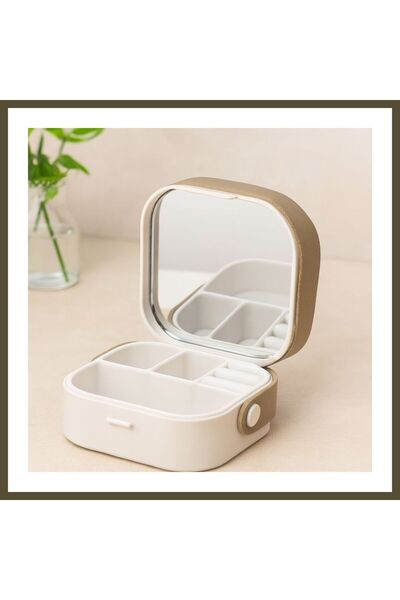 northcity n Mirrored Makeup and Jewelry Organizer Pouch, 9x9x3.7 cm - 4 Compa...