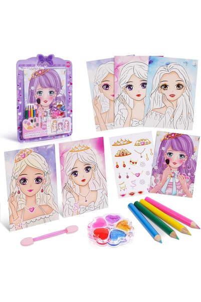 KASTWAVE Watercolor Activity Book for Kids, Makeup-Themed Art Set with Blush ...