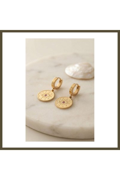 northcity n 316L Steel Gold-Colored Eye-Shaped Zircon Stone Embellished Women...