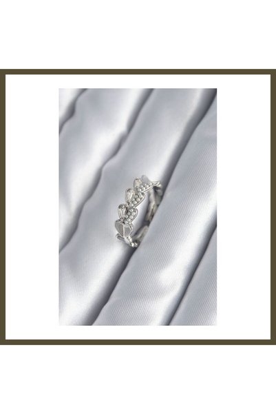 northcity n Silver-Toned Modal Rice-Patterned Women's Ring with Pearl Accents BX
