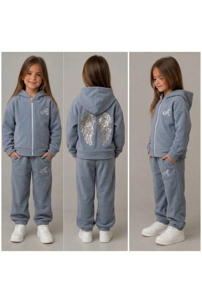 Ütk kids Sequin-embellished angel wing fleece-lined 2-piece zippered hooded s...