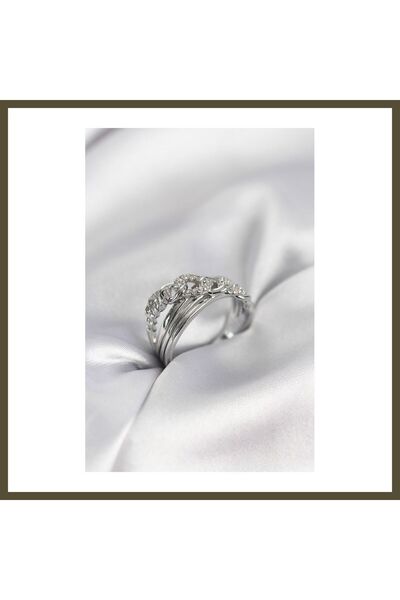 northcity n Silver-Colored Zircon Stone Chain-Style Women's Ring BX