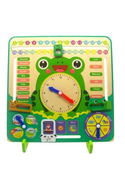 OEM Ceas si calendar educativ din lemn in limba romana - invatare timp, anoti...