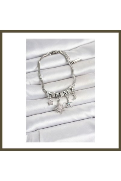 northcity n Rice-Shaped Silver-Colored North Star Charm Bracelet for Women wi...