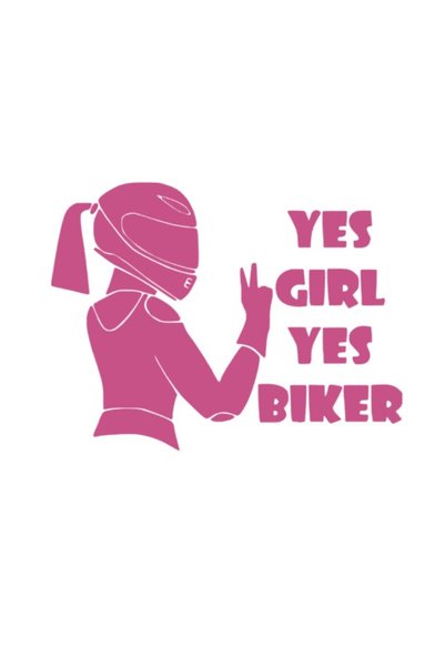 Oracal Sticker Auto Yes Biker Fata Motociclista, Vinil Rezistent UV, Roz, 17cm