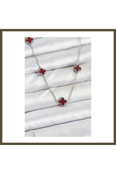 northcity n 316L Steel Chain, Silver-Colored, Burgundy, Baby Boy, Clover, Wom...