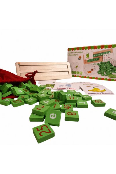 OEM Set educativ din lemn cu litere si cifre - limba romana si engleza - joc ...
