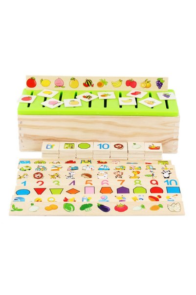 OEM Cutie din lemn cu sortator forme - joc educativ motricitate copii 3+