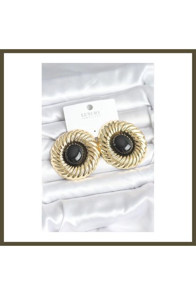 northcity n Gold-Plated Rice-Shaped Vintage Women's Earrings with Black Beade...