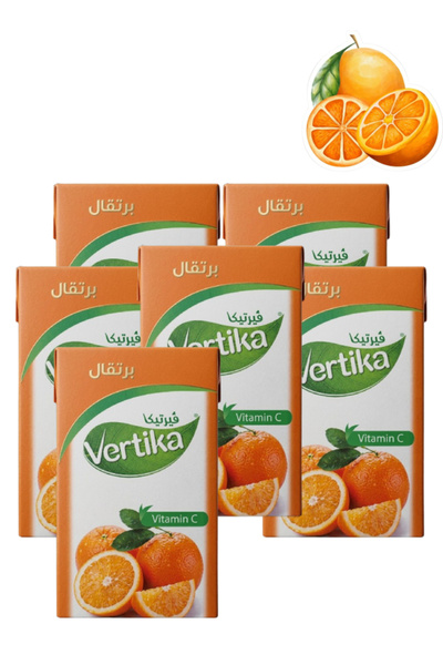 vertika 6 قطع من فيتامين سي باللون البرتقالي، 6 أظرف