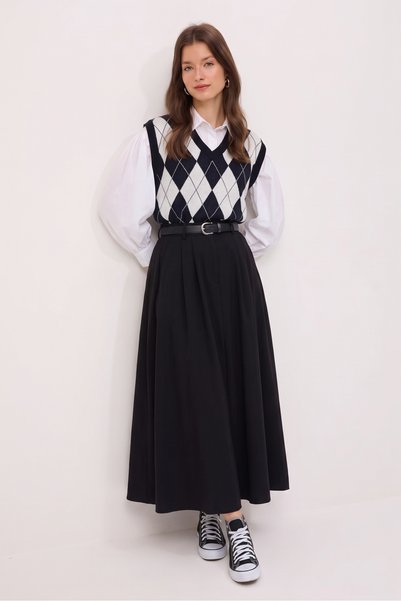 Moda Lippa Black premium college skirt
