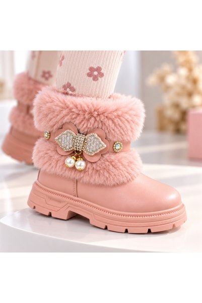 Superbaby Ghete roz cu blanita accesorizata cu strasuri si perlute, Fetite, P...