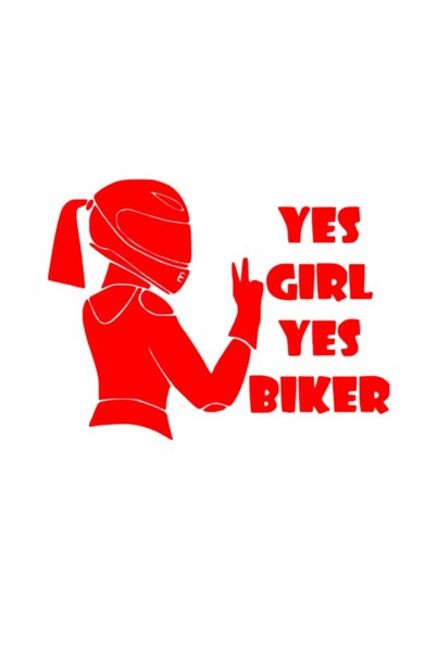 Oracal Стикер за кола Yes Biker Girl Мотоциклетист, ORACAL, 17 см, Червен, UV...