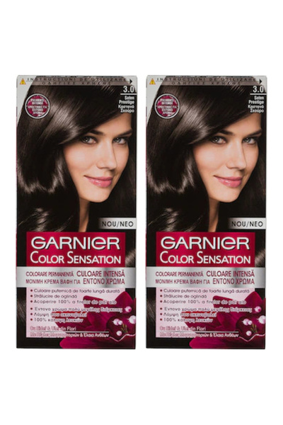 Garnier 2x PACHET Color Sensation Vopsea de păr permanentă fără amoniac 3.0 S...