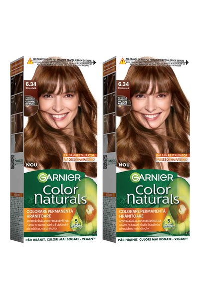 Garnier 2x PACHET Color Naturals 6.34 Vopsea permanentă de păr ciocolată cu a...