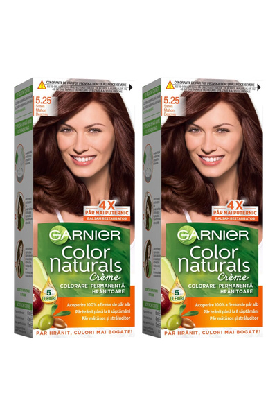 Garnier 2x PACHET Color Naturals Vopsea de păr permanentă 5.25 Mahogany desch...