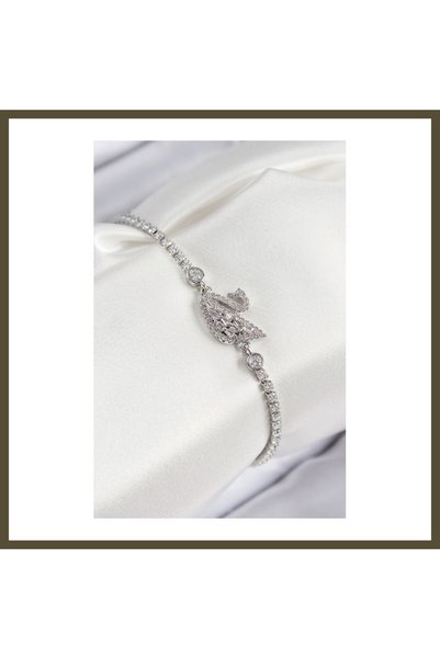 northcity n Silver-Colored Women's Bracelet with Rice-Shaped Zircon Stones in...