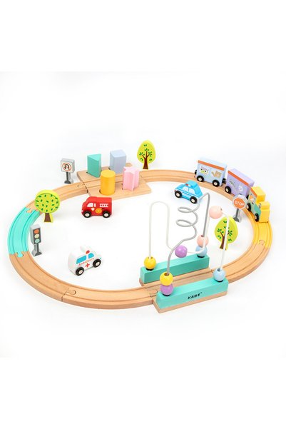OEM Set educativ tren magnetic lemn - construit, sortează, învață 3 ani+