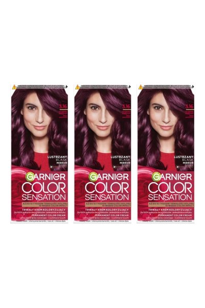 Garnier 3x ΣΥΣΚΕΥΑΣΙΑ Color Sensation Μόνιμη Βαφή Μαλλιών 3.16 Βαθύ Αμέθυστο,...