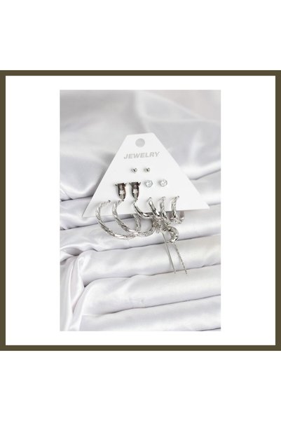northcity n Silver-Tone Brass 6-Piece Women's Earring Set BX