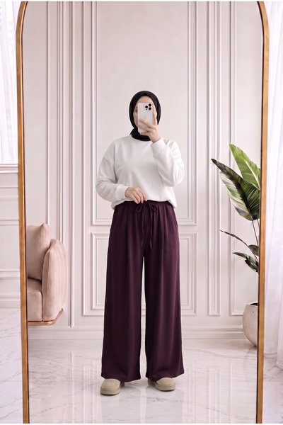 Holehola بنطلون باهارناز واسع الساق - MF032، لون أرجواني.