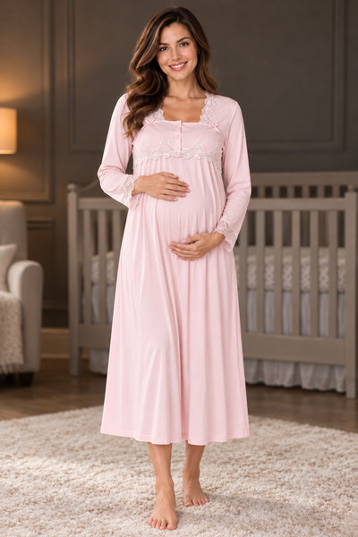 by İGP Breastfeeding-Enabled Cotton Maternity Nightgown Effortt