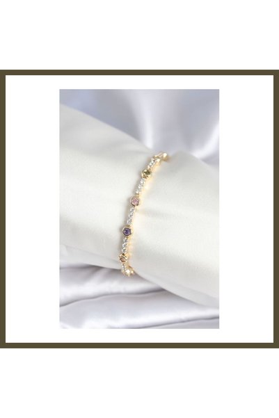 northcity n Gold-Toned Rice-Style Women's Bracelet with Zircon Stones BX