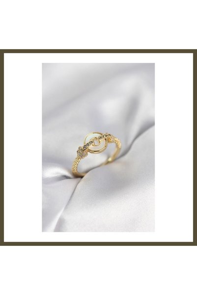 northcity n Gold-Colored Circle-Shaped Women's Ring with Zircon Stones BX