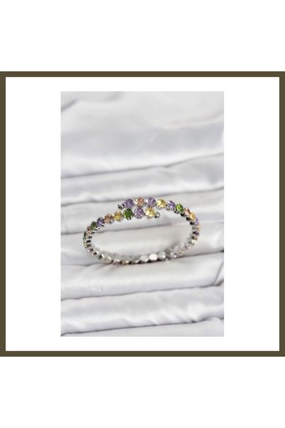 northcity n Rice-Shaped Silver-Colored Mixed-Color Zircon Stone Women's Brace...