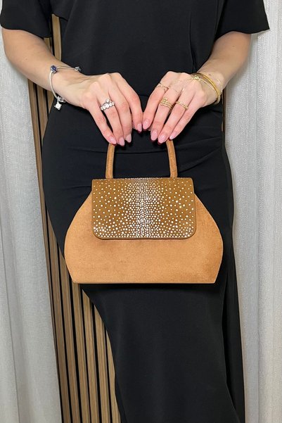Fibag Women's Taba Stone-Embellished Clutch Bag and Shoulder Bag with Chain S...